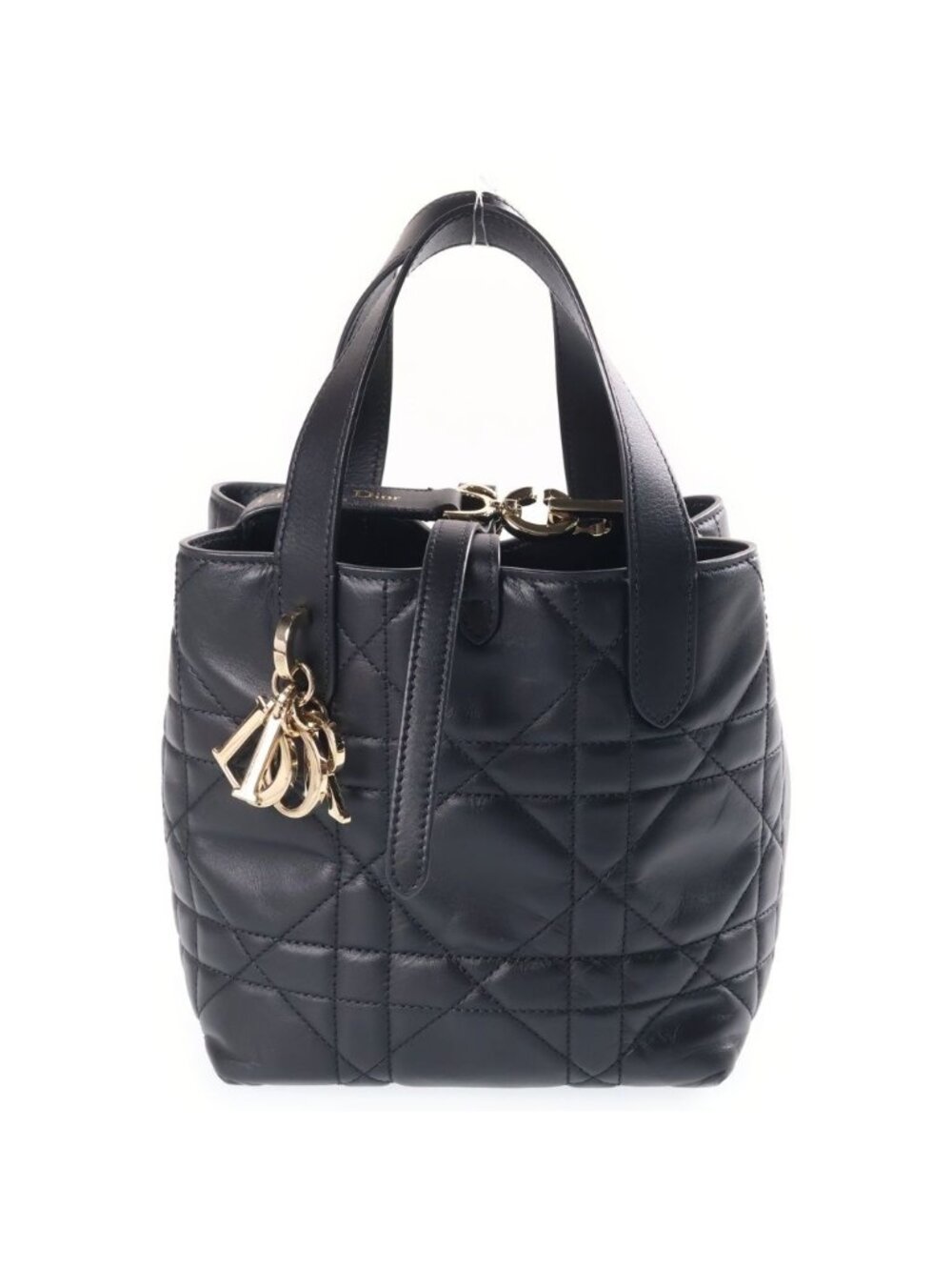 Dior Toujours Macro Cannage Vertical Tote Small 2-Way Shoulder Bag Black